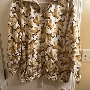 Line Up For Sport Cream and Brown Golf Patterned Quarter Zip Pullover